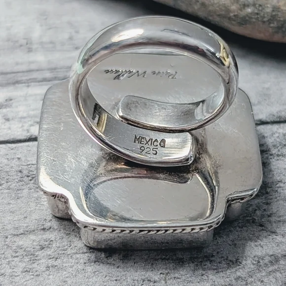 Paige Wallace Rare Vintage Sterling & Turquoise Southwest Cross Statement Ring - Picture 8 of 12